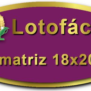 Imagem Botão Matriz para Lotofácil, 18 dezenas, 20 apostas, versão a da Prêmio Dourado