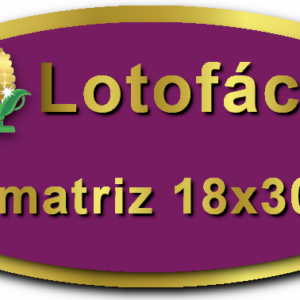 Imagem Botão Matriz para Lotofácil, 18 dezenas, 30 apostas, versão a da Prêmio Dourado