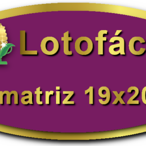 Imagem Botão Matriz para Lotofácil, 19 dezenas, 20 apostas, versão a da Prêmio Dourado