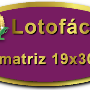 Imagem Botão Matriz para Lotofácil, 19 dezenas, 30 apostas, versão a da Prêmio Dourado