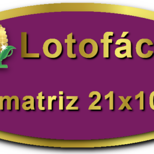 Imagem Botão Matriz para Lotofácil, 21 dezenas,10 apostas, versão a da Prêmio Dourado