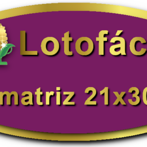 Imagem Botão Matriz para Lotofácil, 21 dezenas,30 apostas, versão a da Prêmio Dourado