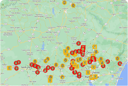 Mapa RS bloqueio nas estradas para Prêmio Dourado